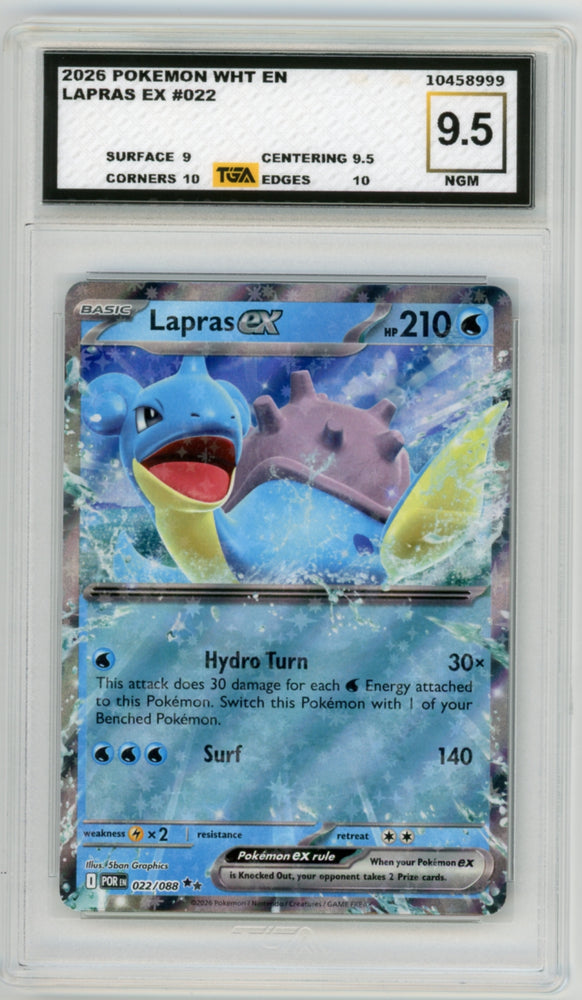 Lapras EX #15 Pokemon White Flare Graded TGA 9.5 Near Gem Mint