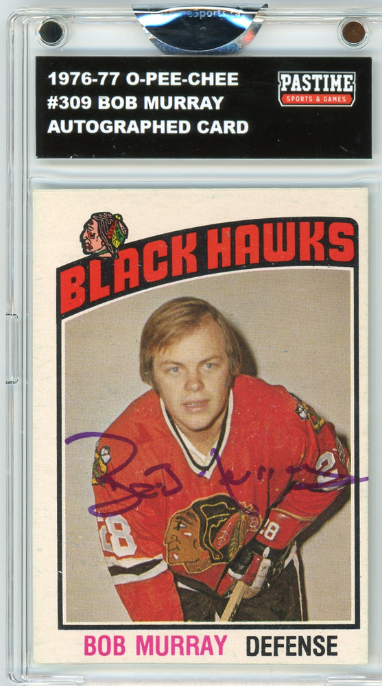 Bob Murray #309 1976/77 O-Pee-Chee Hockey Autographed Card Encased in Magpro