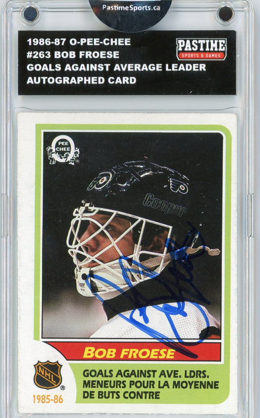 #263 Bob Froese 1986/87 O-Pee-Chee Hockey Autographed Card Encased in Magpro - Pastime Sports & Games