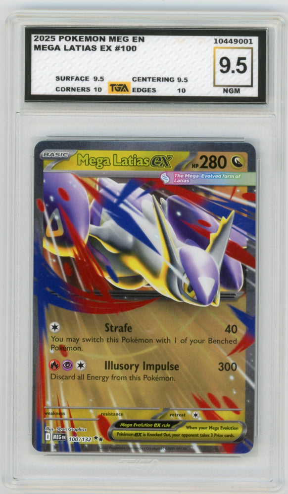 Mega Latias EX #100 Pokemon Mega Evolution Graded TGA 9.5 Near Gem Mint
