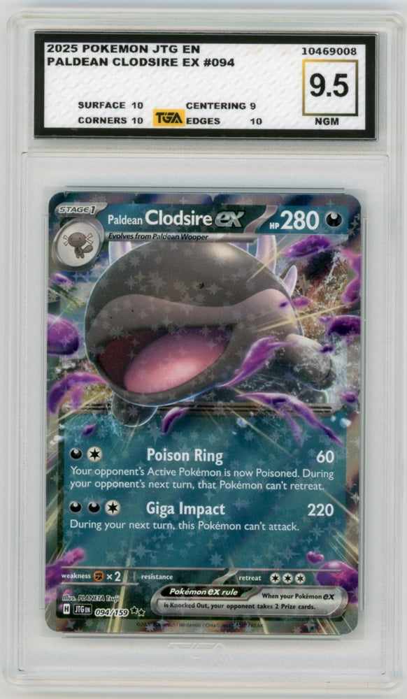 Paldean Clodsire EX #94 Pokemon Journey Together Graded TGA 9.5 Near Gem Mint