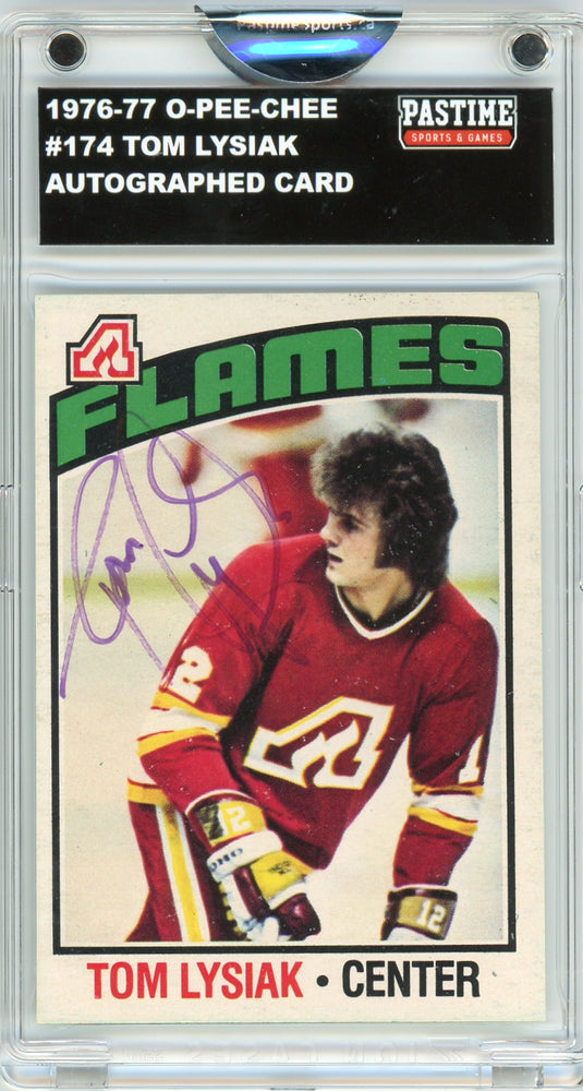 Tom Lysiak #174 1976/77 O-Pee-Chee Hockey Autographed Card Encased in Magpro