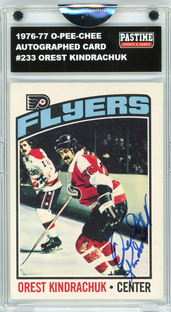 Orest Kindrachuk #233 1976/77 O-Pee-Chee Hockey Autographed Card Encased in Magpro - Pastime Sports & Games