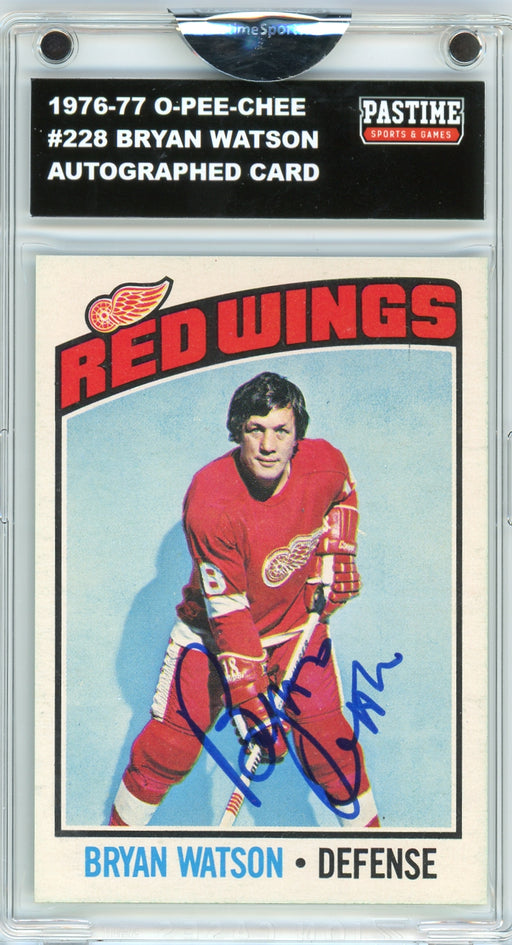 Bryan Watson #228 1976/77 O-Pee-Chee Hockey Autographed Card Encased in Magpro