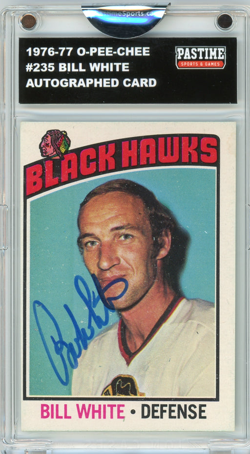 Bill White #235 1976/77 O-Pee-Chee Hockey Autographed Card Encased in Magpro