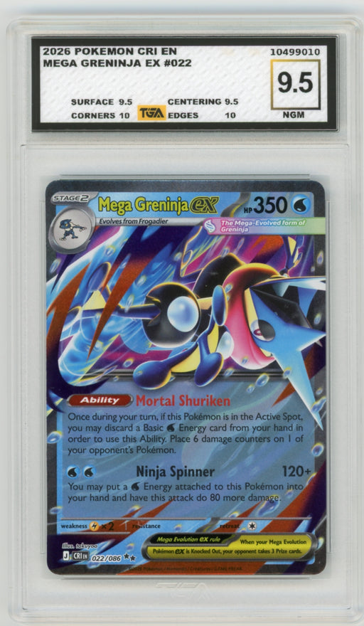 Mega Greninja Ex #99 Pokemon Chaos Rising Graded TGA 9.5 Near Gem Mint