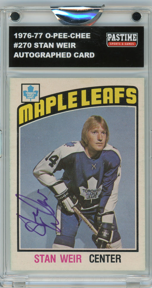 Stan Weir #270 1976/77 O-Pee-Chee Hockey Autographed Card Encased in Magpro