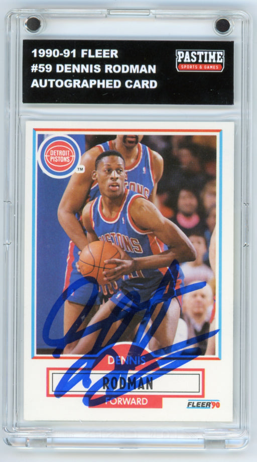 Dennis Rodman Autographed 1990 Fleer #59 Card Encased in Magpro