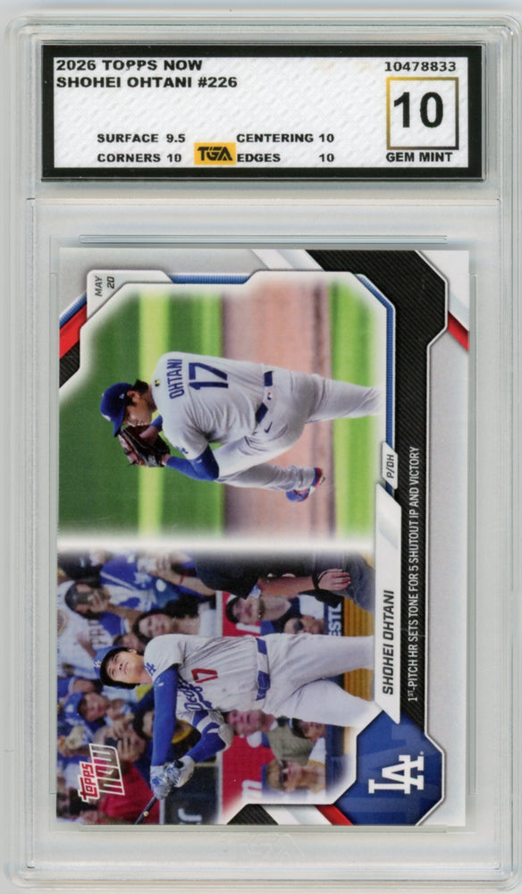 Shohei Ohtani #226 2026 Topps Now MLB Graded TGA 10 Gem Mint