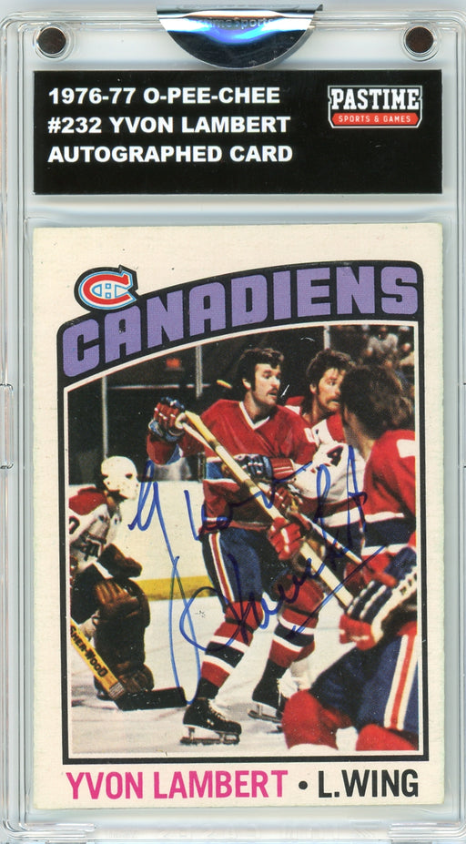 Yvon Lambert #232 1976/77 O-Pee-Chee Hockey Autographed Card Encased in Magpro