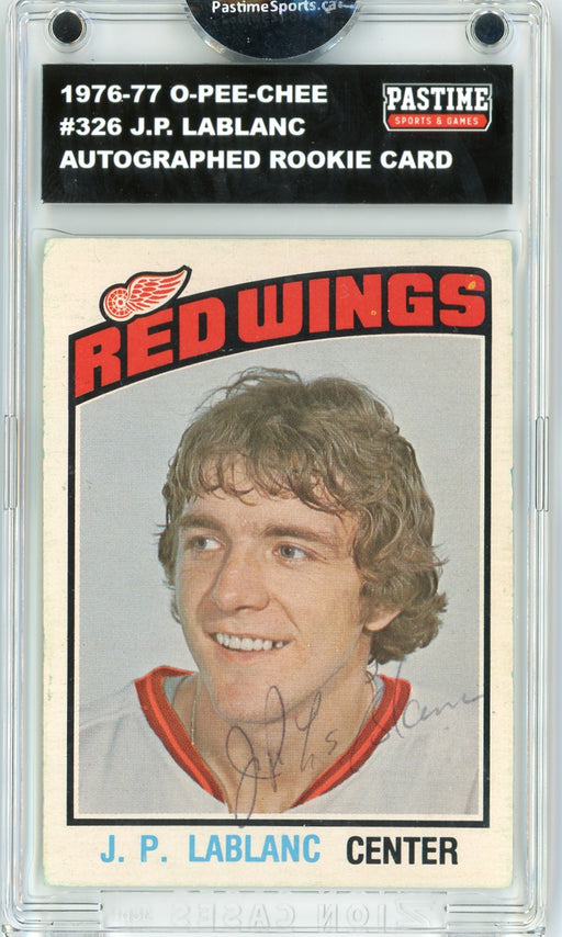 J.P. LeBlanc #326 1976/77 O-Pee-Chee Hockey Autographed Card Encased in Magpro