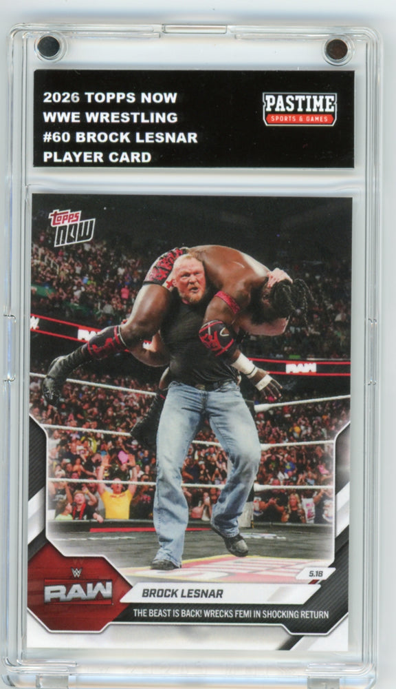Brock Lesnar 2026 Topps Now #60 WWE Wrestling Player Card Encased in Magpro