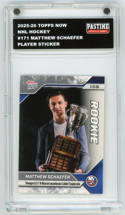 Matthew Schaefer #171 2025/26 Topps Now #153 NHL Rookie Sticker Encased in Magpro