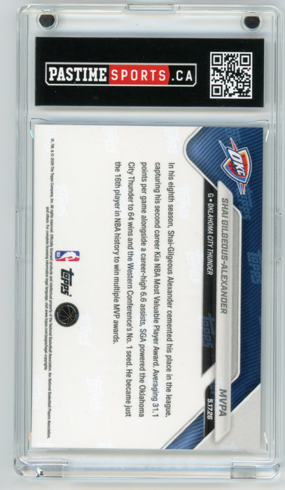 Shai Gilgeous-Alexander 2025 Topps Now #MVPA Basketball Player Card Encased in Magpro