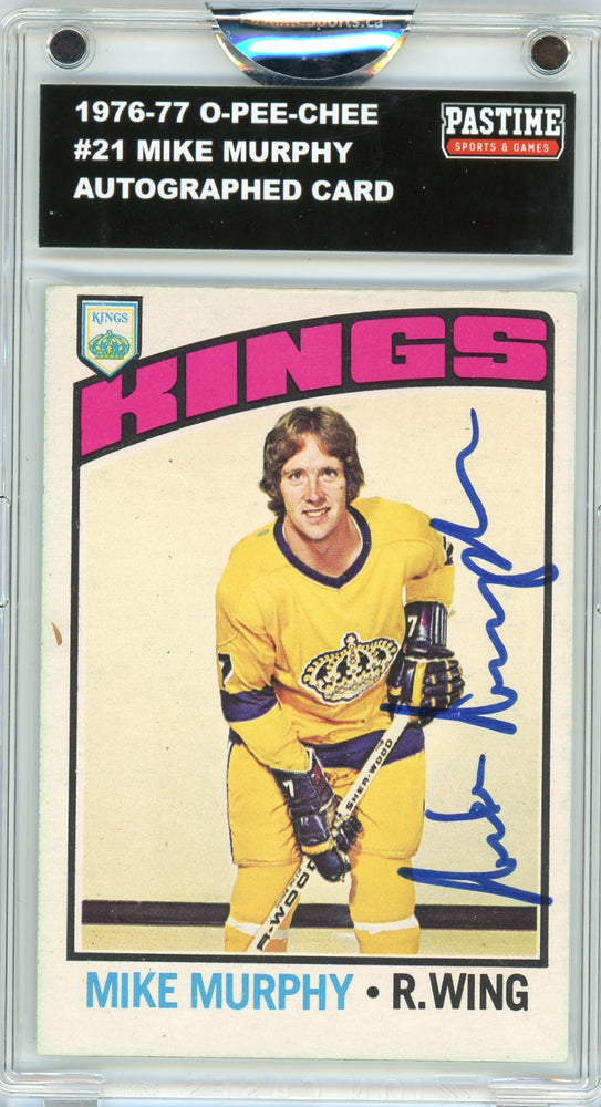 Mike Murphy #21 1976/77 O-Pee-Chee Hockey Autographed Card Encased in Magpro