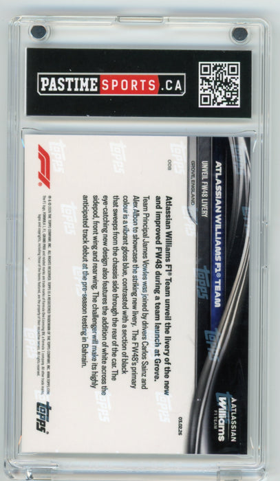 Atlassian Williams F1 Team 2026 Topps Now Racing Team Card Encased in Magpro