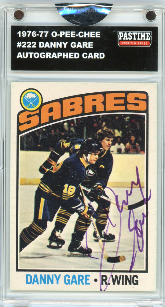 Danny Gare #222 1976/77 O-Pee-Chee Hockey Autographed Card Encased in Magpro