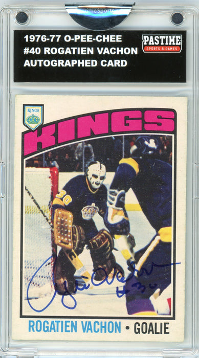 Rogatien Vachon #40 1976/77 O-Pee-Chee Hockey Autographed Card Encased in Magpro