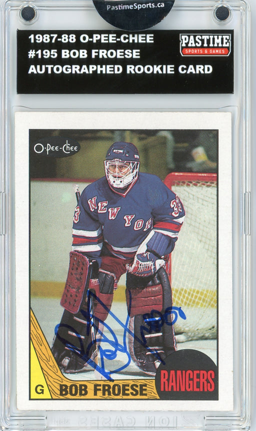 #195 Bob Froese 1987/88 O-Pee-Chee Hockey Autographed Card Encased in Magpro - Pastime Sports & Games