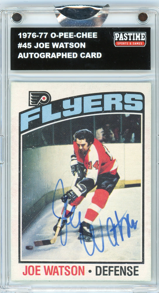 Joe Watson #45 1976/77 O-Pee-Chee Hockey Autographed Card Encased in Magpro