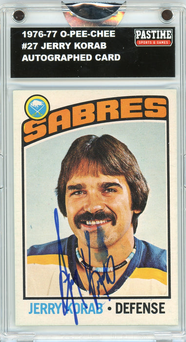 Jerry Korab #27 1976/77 O-Pee-Chee Hockey Autographed Card Encased in Magpro