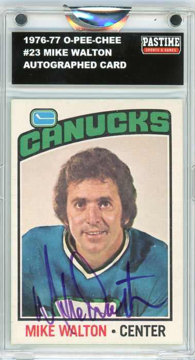 Mike Walton #23 1976/77 O-Pee-Chee Hockey Autographed Card Encased in Magpro