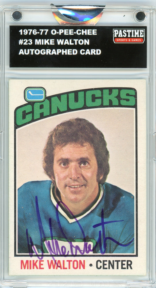 Mike Walton #23 1976/77 O-Pee-Chee Hockey Autographed Card Encased in Magpro