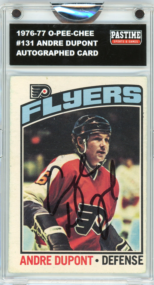 Andre Dupont #131 1976/77 O-Pee-Chee Hockey Autographed Card Encased in Magpro