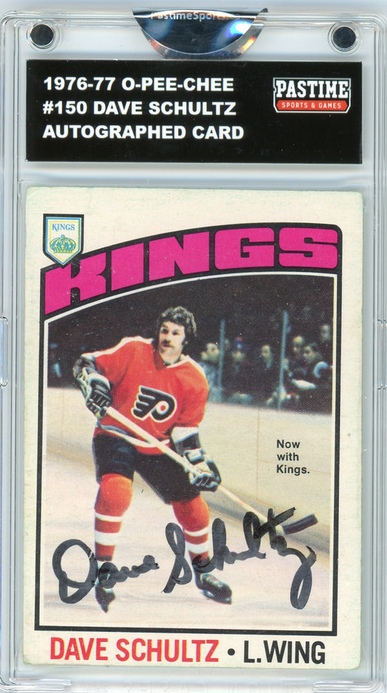Dave Schultz #150 1976/77 O-Pee-Chee Hockey Autographed Card Encased in Magpro
