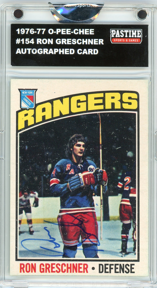 Ron Greschner #154 1976/77 O-Pee-Chee Hockey Autographed Card Encased in Magpro - Pastime Sports & Games