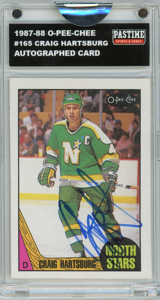 #165 Craig Hartsburg 1987/88 O-Pee-Chee Hockey Autographed Card Encased in Magpro - Pastime Sports & Games