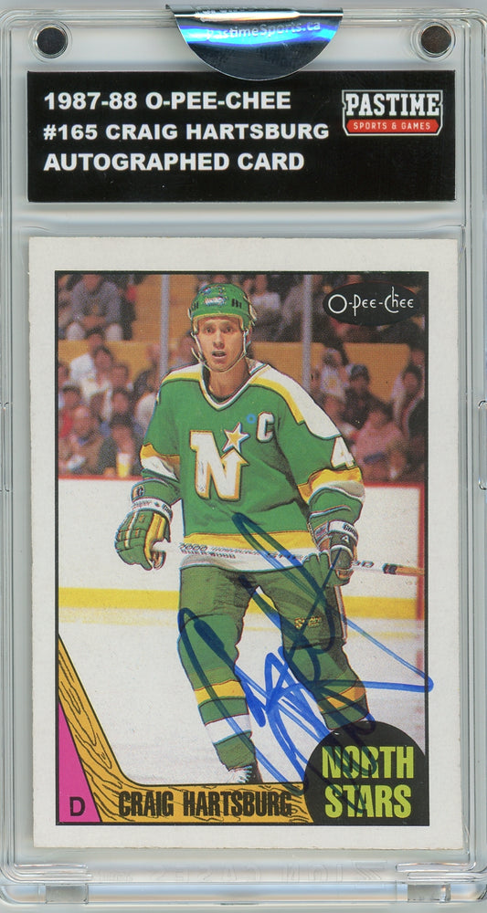 #165 Craig Hartsburg 1987/88 O-Pee-Chee Hockey Autographed Card Encased in Magpro - Pastime Sports & Games