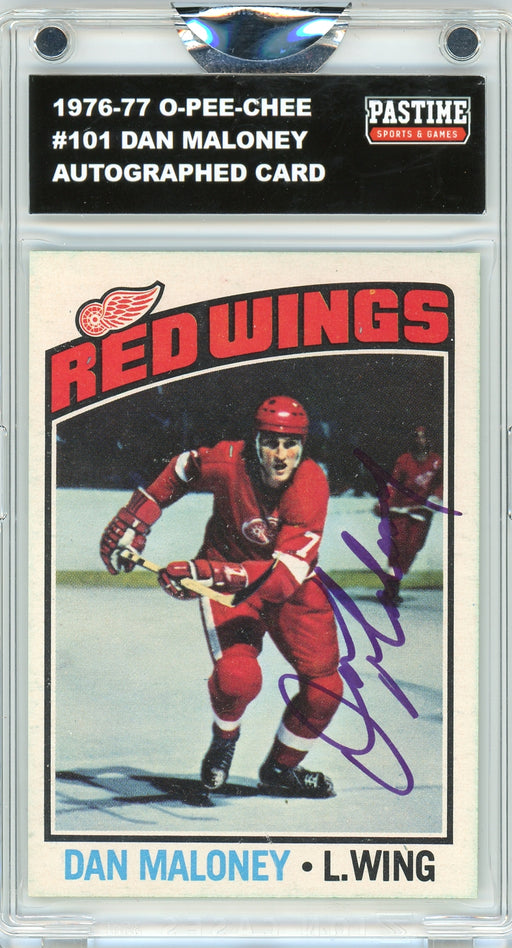 Dan Maloney #101 1976/77 O-Pee-Chee Hockey Autographed Card Encased in Magpro