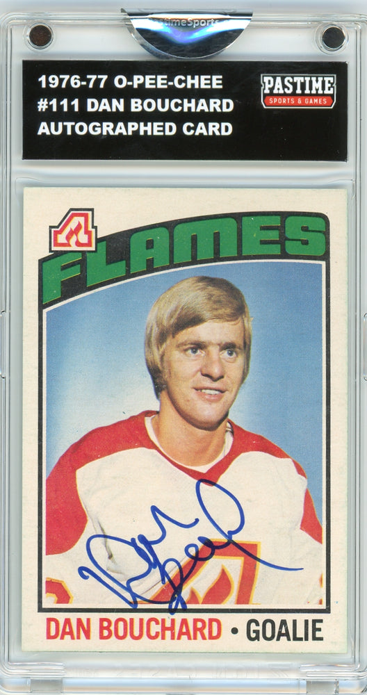 Dan Bouchard #111 1976/77 O-Pee-Chee Hockey Autographed Card Encased in Magpro