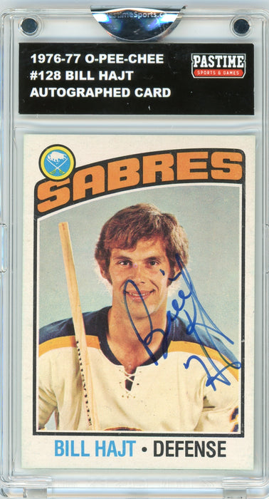 Bill Hajt #128 1976/77 O-Pee-Chee Hockey Autographed Card Encased in Magpro