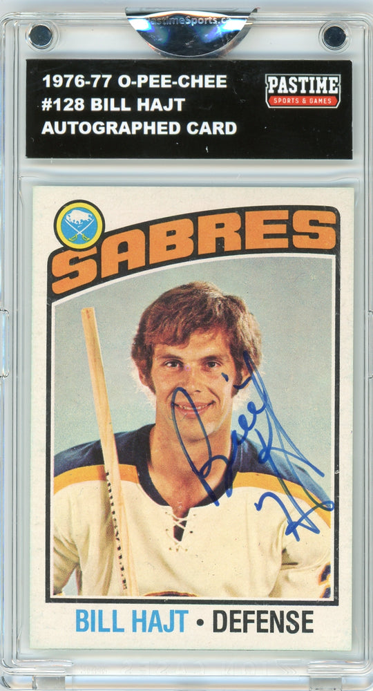 Bill Hajt #128 1976/77 O-Pee-Chee Hockey Autographed Card Encased in Magpro