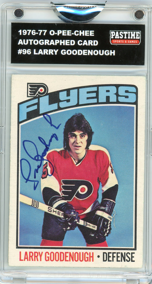 Larry Goodenough #96 1976/77 O-Pee-Chee Hockey Autographed Card Encased in Magpro