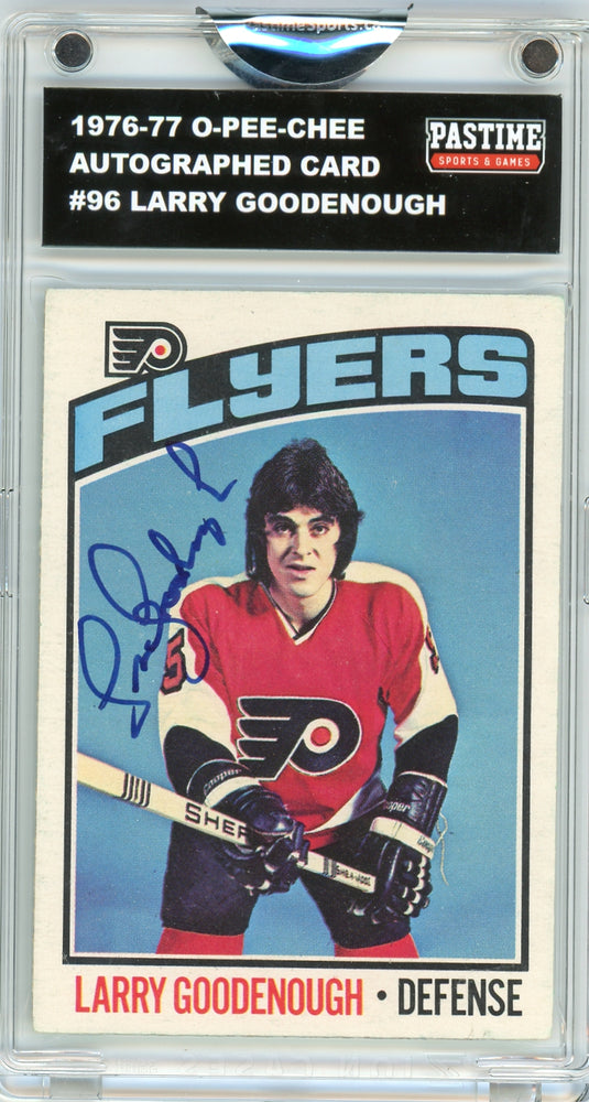 Larry Goodenough #96 1976/77 O-Pee-Chee Hockey Autographed Card Encased in Magpro