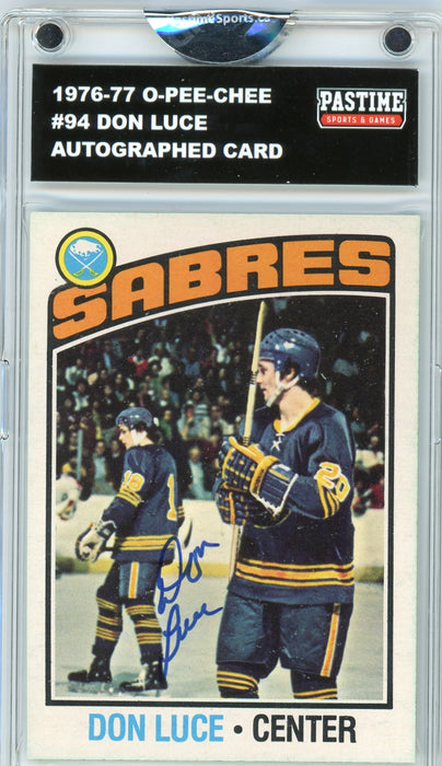 Don Luce #94 1976/77 O-Pee-Chee Hockey Autographed Card Encased in Magpro