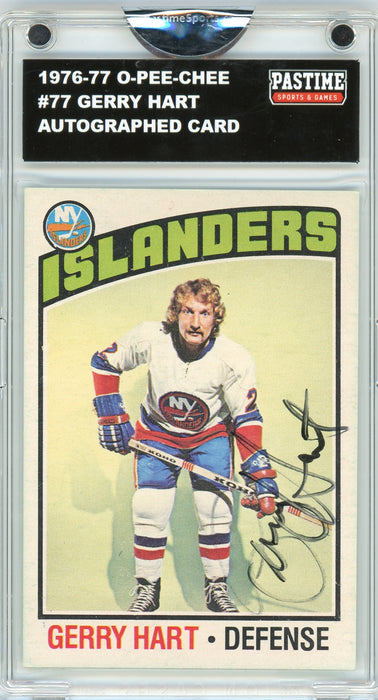 Gerry Hart #77 1976/77 O-Pee-Chee Hockey Autographed Card Encased in Magpro - Pastime Sports & Games