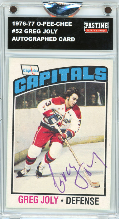 Greg Joly #52 1976/77 O-Pee-Chee Hockey Autographed Card Encased in Magpro - Pastime Sports & Games
