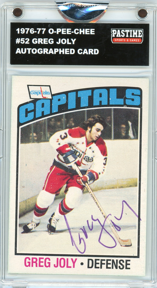 Greg Joly #52 1976/77 O-Pee-Chee Hockey Autographed Card Encased in Magpro - Pastime Sports & Games