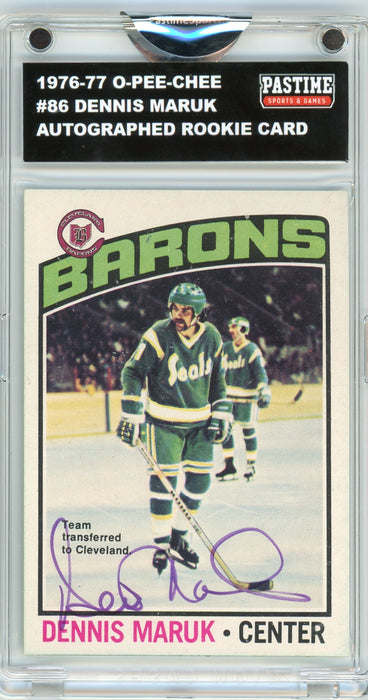 Dennis Maruk #86 1976/77 O-Pee-Chee Hockey Autographed Card Encased in Magpro - Pastime Sports & Games