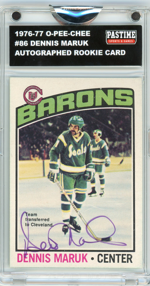 Dennis Maruk #86 1976/77 O-Pee-Chee Hockey Autographed Card Encased in Magpro - Pastime Sports & Games