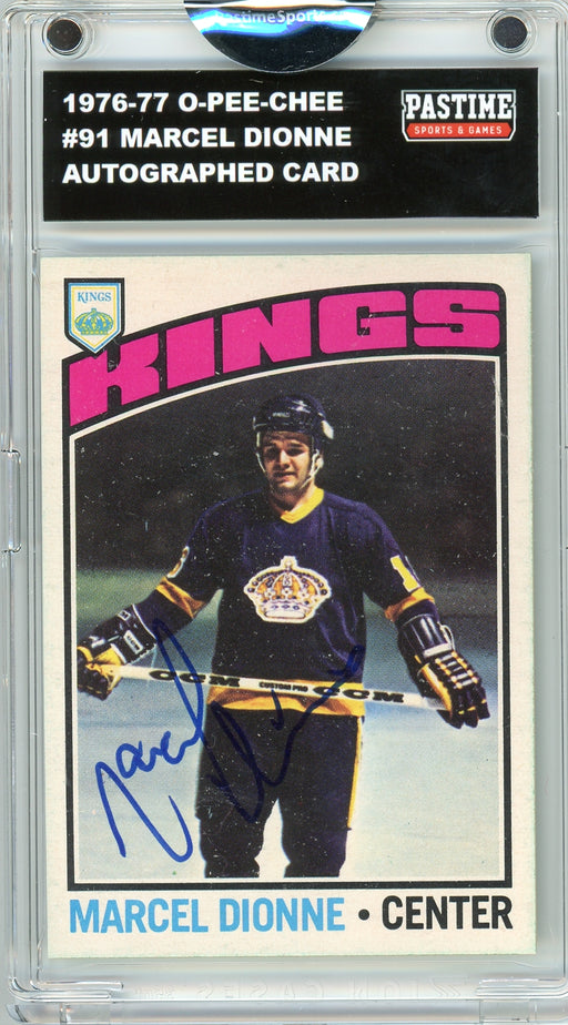 Marcel Dionne #91 1976/77 O-Pee-Chee Hockey Autographed Card Encased in Magpro
