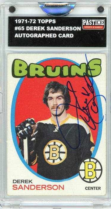 Derek Sanderson #65 1971/72 Topps Autographed Card Encased in Magpro - Pastime Sports & Games