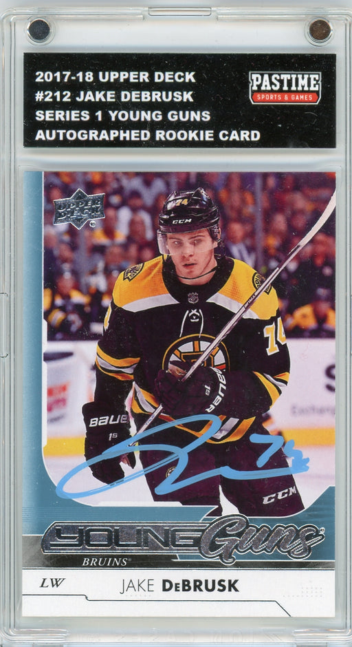 Jake Debrusk #212 2017/18 Upper Deck Young Guns Autographed Rookie Card in Magpro