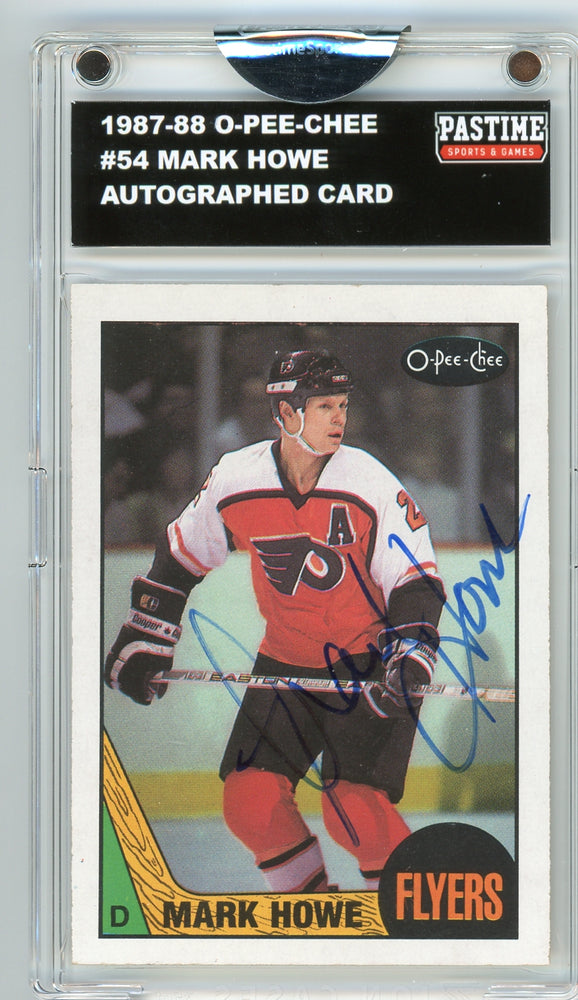 #54 Mark Howe 1987/88 O-Pee-Chee Hockey Autographed Card Encased in Magpro - Pastime Sports & Games