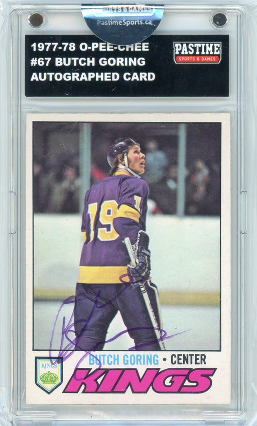 Butch Goring #67 1977/78 O-Pee-Chee Hockey Autographed Card Encased in Magpro