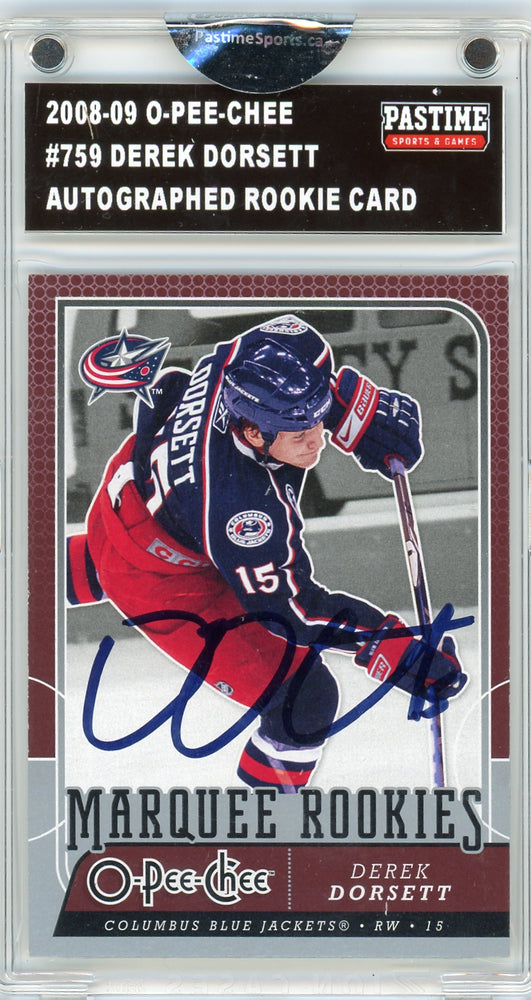 2008-09 O-Pee-Chee #759 Derek Dorsett Autographed Card Encased in Magpro - Pastime Sports & Games